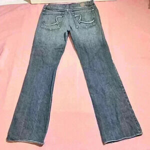 Vintage Rock & Republic Mens Hip Hop Baggy Distressed Whiskers Blue Jeans 35x33